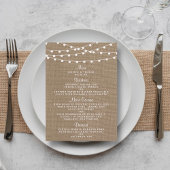 Het Collectie van de Rustic Burlap Lights Wedding Menu
