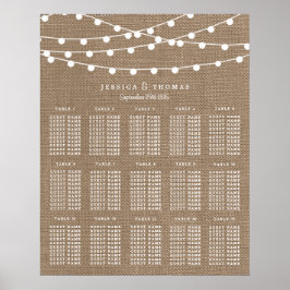 Het Collectie van de Rustic Burlap Lights Wedding Poster