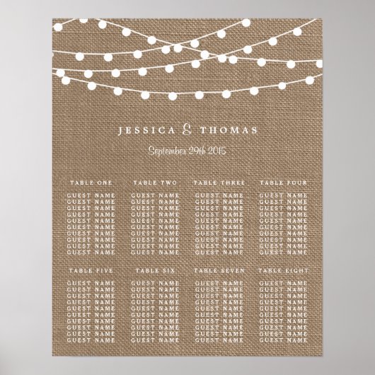 Het Collectie van de Rustic Burlap Lights Wedding Poster (Voorkant)