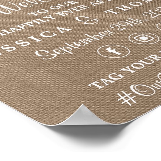 Het Collectie van de Rustic Burlap Lights Wedding Poster (Hoek)