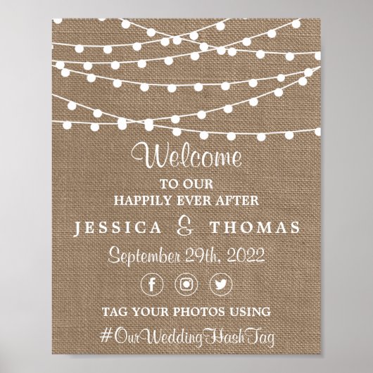 Het Collectie van de Rustic Burlap Lights Wedding Poster (Voorkant)