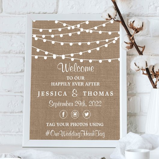 Het Collectie van de Rustic Burlap Lights Wedding Poster