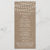 Het Collectie van de Rustic Burlap Lights Wedding Programmakaart (Achterkant)