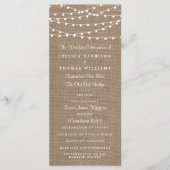 Het Collectie van de Rustic Burlap Lights Wedding Programmakaart (Voorkant)