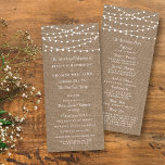 Het Collectie van de Rustic Burlap Lights Wedding Programmakaart<br><div class="desc">Eenvoudig maar elegant, de snaarlichten op het rustige collectie van de burlap zijn een verbluffend ontwerp met mooie witte ophanging string lichten op een inbrekende achtergrond, die perfect is voor elke rustige bruiloft. Deze programma's kunnen voor uw speciale gelegenheid worden gepersonaliseerd en maken de perfecte service voor uw bruiloft, vrijgezellenfeest,...</div>