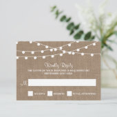 Het Collectie van de Rustic Burlap Lights Wedding RSVP Kaartje (Staand voorkant)