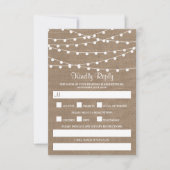 Het Collectie van de Rustic Burlap Lights Wedding RSVP Kaartje (Voorkant)