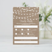 Het Collectie van de Rustic Burlap Lights Wedding RSVP Kaartje (Staand voorkant)