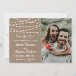 Het Collectie van de Rustic Burlap Lights Wedding Save The Date