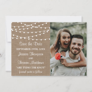 Het Collectie van de Rustic Burlap Lights Wedding Save The Date