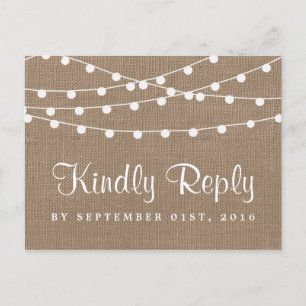 Het Collectie van de Rustic Burlap Lights Wedding Uitnodiging Briefkaart