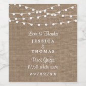 Het Collectie van de Rustic Burlap Lights Wedding Wijn Etiket (Enkel label)