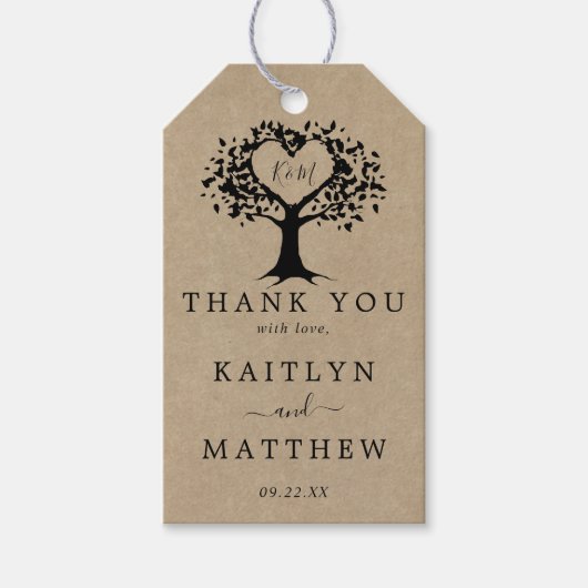 Het Collectie van de Rustic Heart BWedding Cadeaulabel (Voorkant)