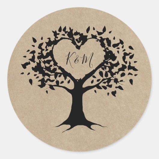 Het Collectie van de Rustic Heart BWedding Favor Ronde Sticker (Voorkant)
