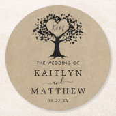 Het Collectie van de Rustic Heart BWedding Ronde Kartonnen Onderzetter (Voorkant)