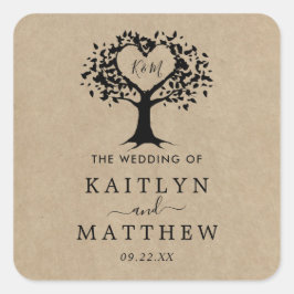Het Collectie van de Rustic Heart BWedding Vierkante Sticker