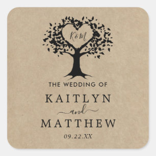 Het Collectie van de Rustic Heart BWedding Vierkante Sticker