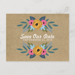 Het Collectie van de Rustic Kraft Floral Wreath We Aankondigingskaart