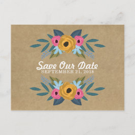 Het Collectie van de Rustic Kraft Floral Wreath We Aankondigingskaart