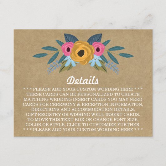 Het Collectie van de Rustic Kraft Floral Wreath We Informatiekaartje (Voorkant)