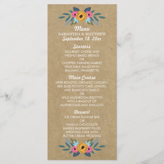 Het Collectie van de Rustic Kraft Floral Wreath We Menu (Voorkant)