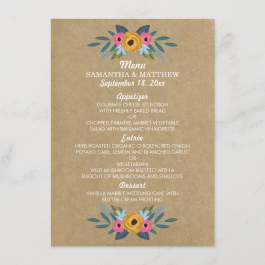 Het Collectie van de Rustic Kraft Floral Wreath We Menu (Voorkant)