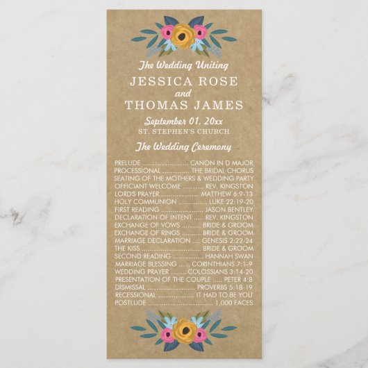 Het Collectie van de Rustic Kraft Floral Wreath We Programmakaart (Voorkant)