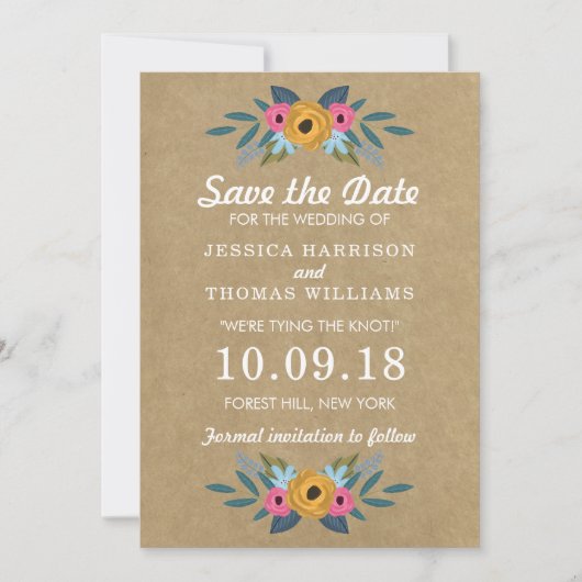 Het Collectie van de Rustic Kraft Floral Wreath We Save The Date (Voorkant)