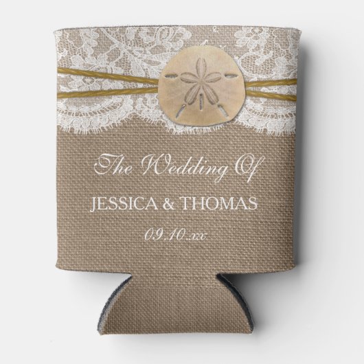 Het Collectie van de Rustic Sand Dollar Beach Wedd Blikjeskoeler (Voorkant)