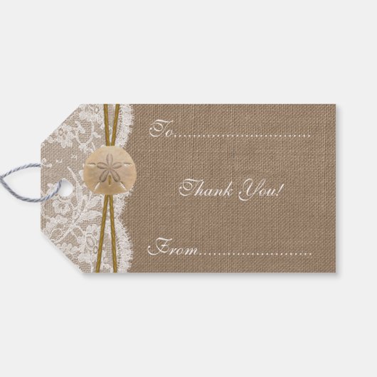 Het Collectie van de Rustic Sand Dollar Beach Wedd Cadeaulabel (Achterkant Horizontaal)