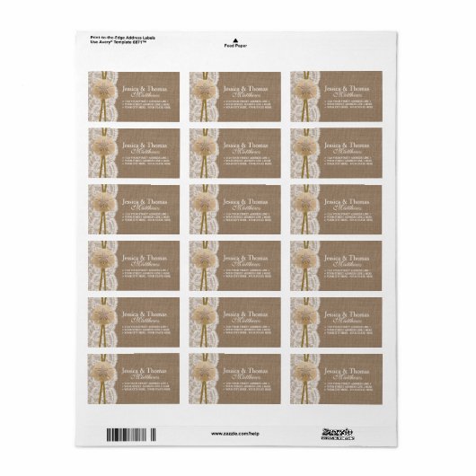 Het Collectie van de Rustic Sand Dollar Beach Wedd Etiket (Full Sheet)