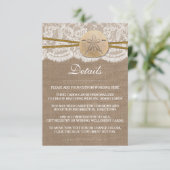 Het Collectie van de Rustic Sand Dollar Beach Wedd Informatiekaartje (Staand voorkant)