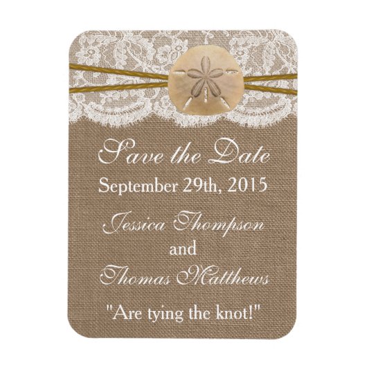 Het Collectie van de Rustic Sand Dollar Beach Wedd Magneet (Verticaal)