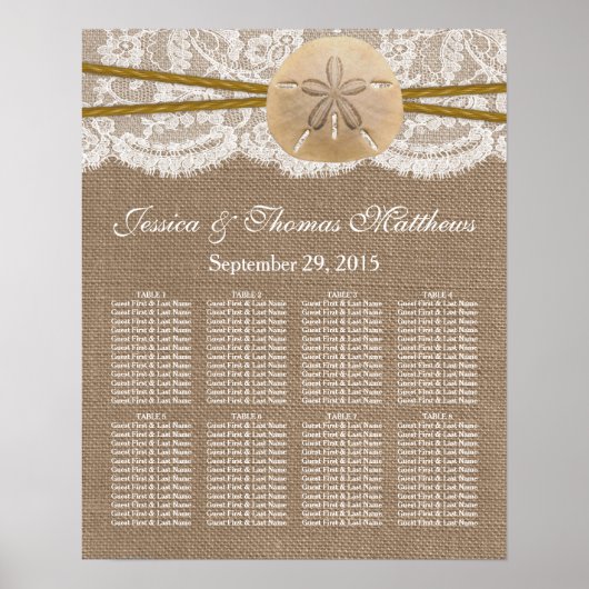 Het Collectie van de Rustic Sand Dollar Beach Wedd Poster (Voorkant)