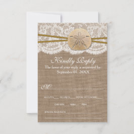 Het Collectie van de Rustic Sand Dollar Beach Wedd RSVP Kaartje