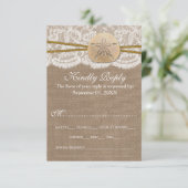 Het Collectie van de Rustic Sand Dollar Beach Wedd RSVP Kaartje (Staand voorkant)