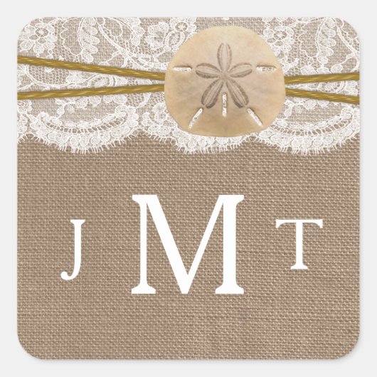 Het Collectie van de Rustic Sand Dollar Beach Wedd Vierkante Sticker (Voorkant)
