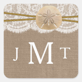 Het Collectie van de Rustic Sand Dollar Beach Wedd Vierkante Sticker