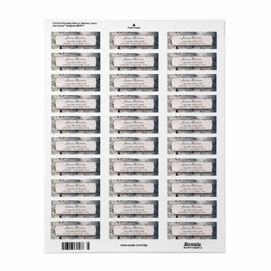 Het Collectie van de Rustic Silver Birch Tree Wedd Etiket (Full Sheet)