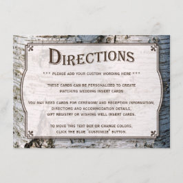 Het Collectie van de Rustic Silver Birch Tree Wedd Informatiekaartje