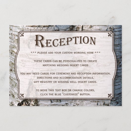 Het Collectie van de Rustic Silver Birch Tree Wedd Informatiekaartje (Voorkant)