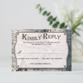 Het Collectie van de Rustic Silver Birch Tree Wedd RSVP Kaartje (Staand voorkant)