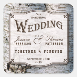 Het Collectie van de Rustic Silver Birch Tree Wedd Vierkante Sticker