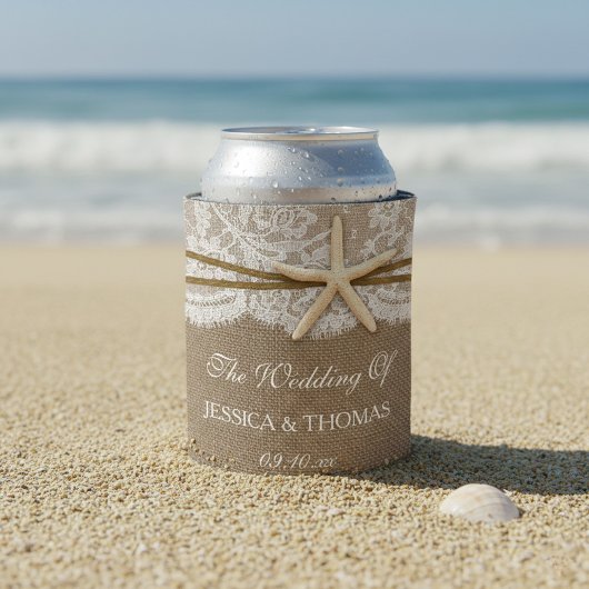 Het Collectie van de Rustic Starfish Beach Wedding Blikjeskoeler