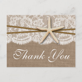 Het Collectie van de Rustic Starfish Beach Wedding Briefkaart