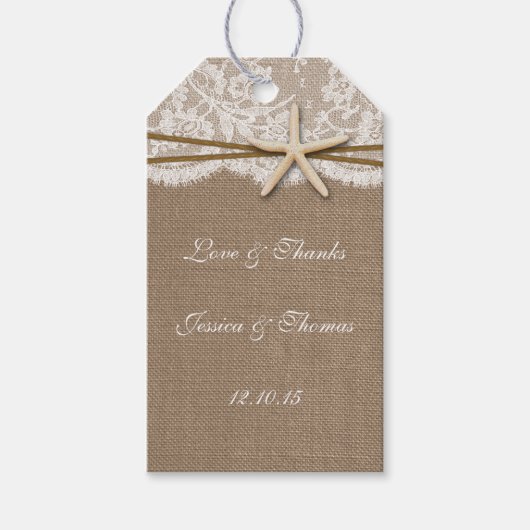 Het Collectie van de Rustic Starfish Beach Wedding Cadeaulabel (Voorkant)