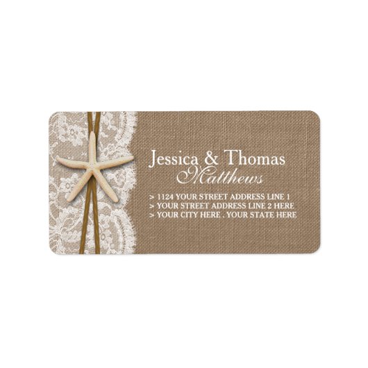 Het Collectie van de Rustic Starfish Beach Wedding Etiket (Voorkant)