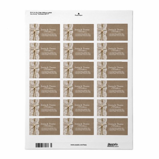 Het Collectie van de Rustic Starfish Beach Wedding Etiket (Full Sheet)