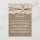Het Collectie van de Rustic Starfish Beach Wedding Informatiekaartje (Voorkant)