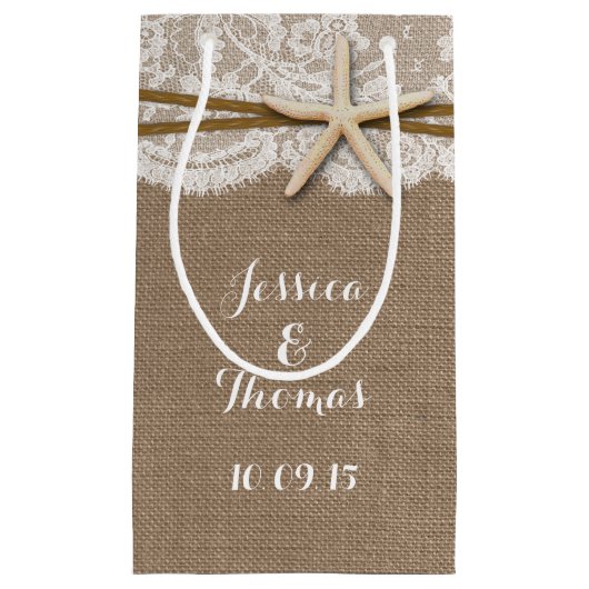 Het Collectie van de Rustic Starfish Beach Wedding Klein Cadeauzakje (Voorkant)